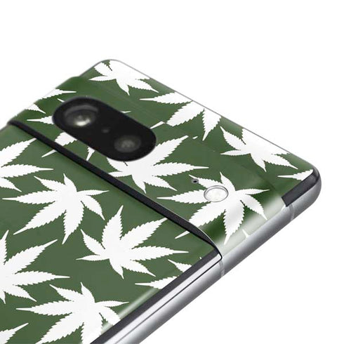 Marijuana Leaf White Pattern Pixel Skins